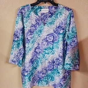 ALFRED DUNNER Women’s Pullover Top Size Medium 3/4 Sleeve